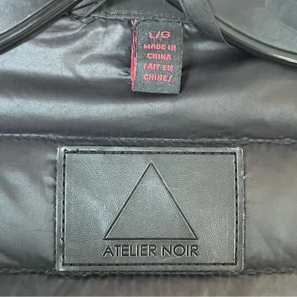 Atelier Noir Black Cortina Coat Quilted Jacket Duck Down Lamb Leather Trim Large - Picture 9 of 16